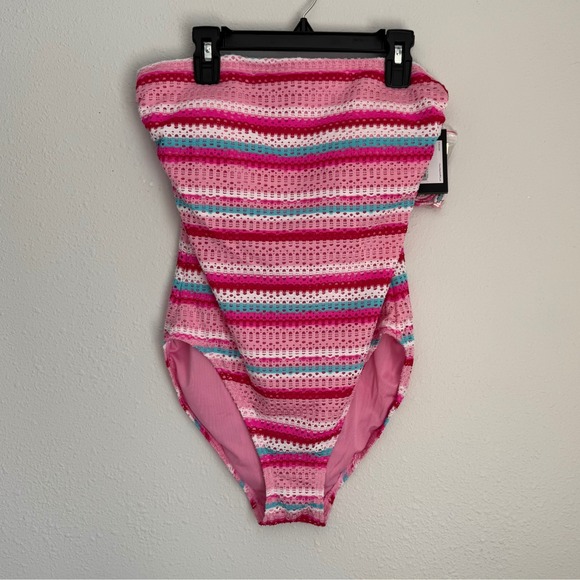 Kate Spade New York Crochet Stripe One Piece Swimsuit - Removable Strap medium - Picture 1 of 8